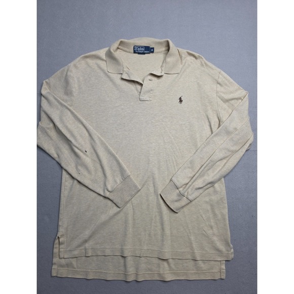 Polo Ralph Lauren Other - Polo Ralph Lauren Polo Rugby Shirt Men's Medium Beige 100% Cotton Performance